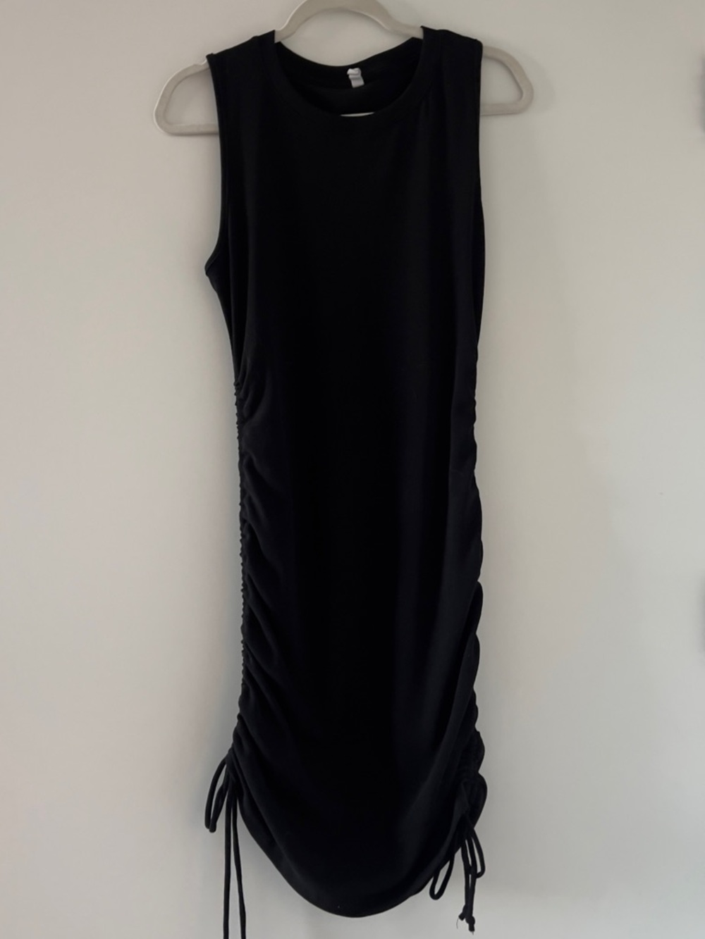 Sleeveless Black Ruched Side Tie Dress